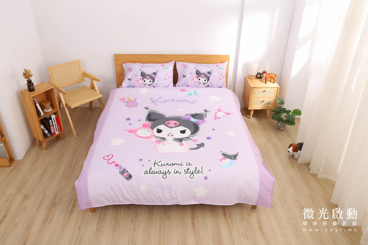 卡通聯名寢具攝影｜美樂蒂粉色童趣雙人床包情境攝影｜銘詳 21