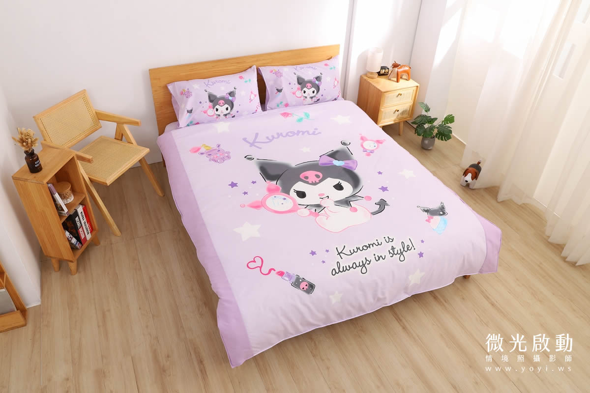 卡通聯名寢具攝影｜美樂蒂粉色童趣雙人床包情境攝影｜銘詳 29