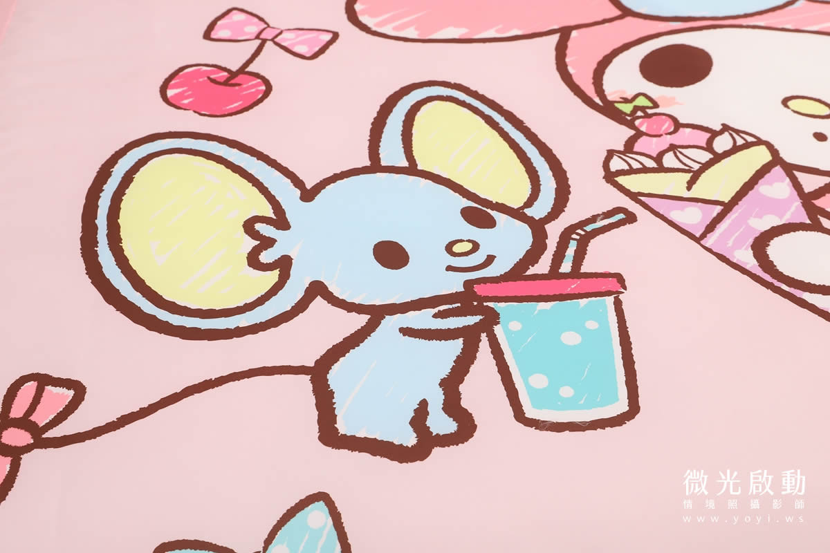 卡通聯名寢具攝影｜美樂蒂粉色童趣雙人床包情境攝影｜銘詳 33