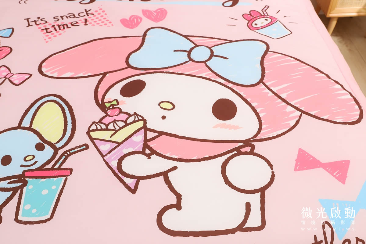 卡通聯名寢具攝影｜美樂蒂粉色童趣雙人床包情境攝影｜銘詳 39