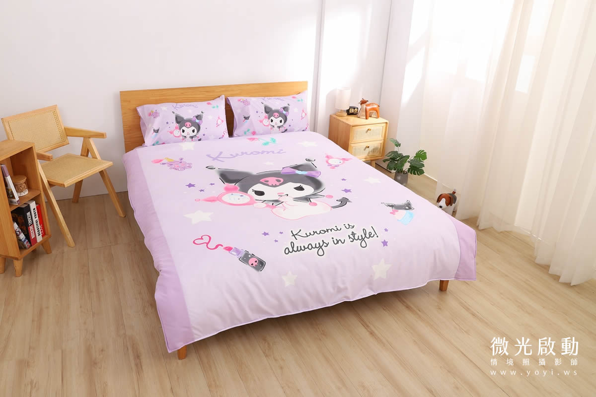 卡通聯名寢具攝影｜美樂蒂粉色童趣雙人床包情境攝影｜銘詳 73