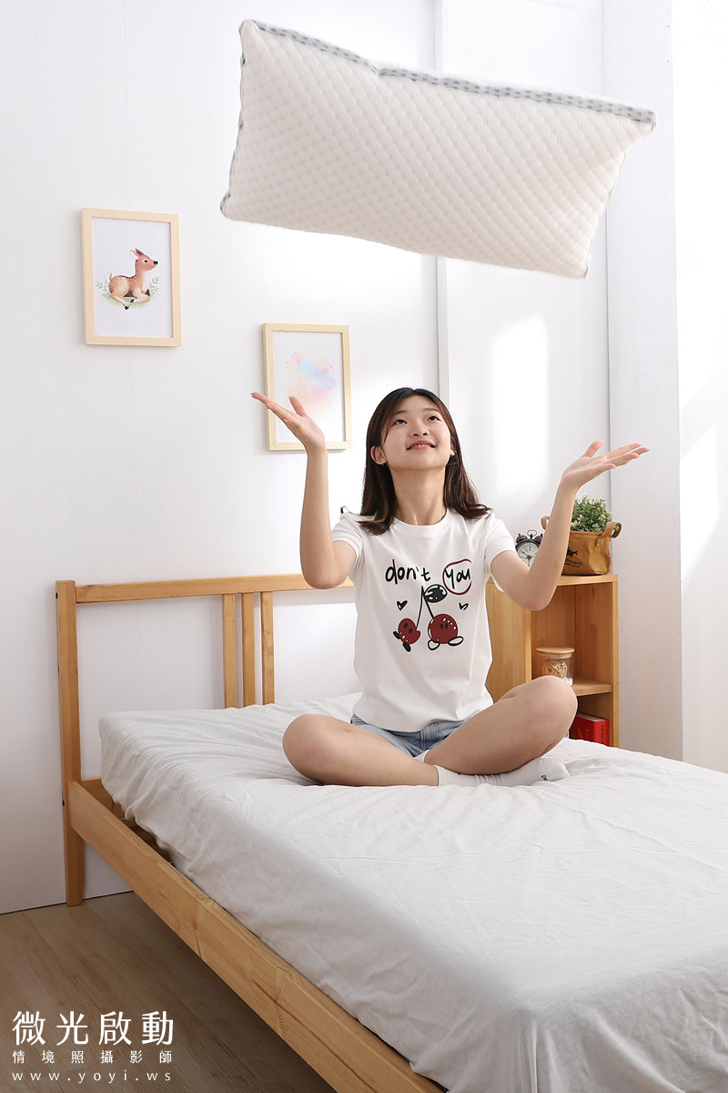 寢具商品攝影｜高支撐機能枕頭模特兒熟睡情境攝影｜新豪國際 5