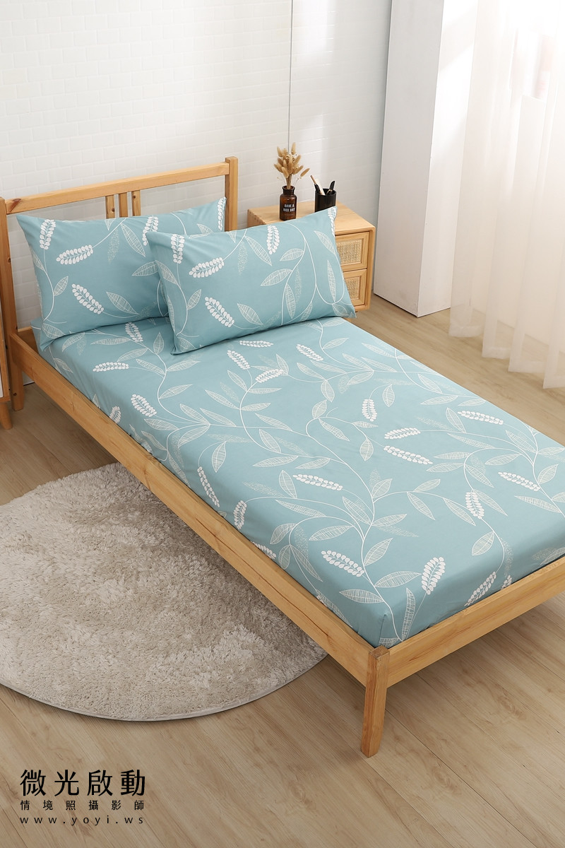 夏季寢具攝影｜藍色童趣圖騰單人床包與涼蓆情境攝影｜宜立固才 37