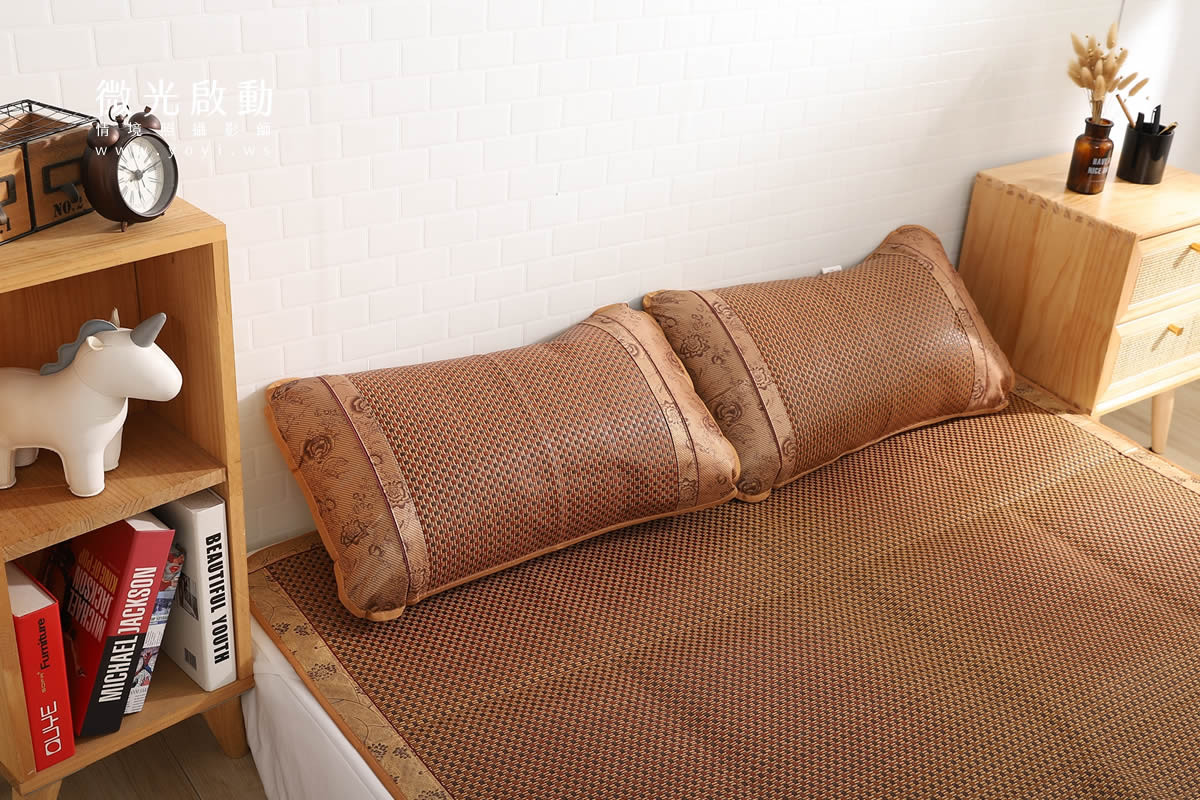 夏季寢具攝影｜藍色童趣圖騰單人床包與涼蓆情境攝影｜宜立固才 51