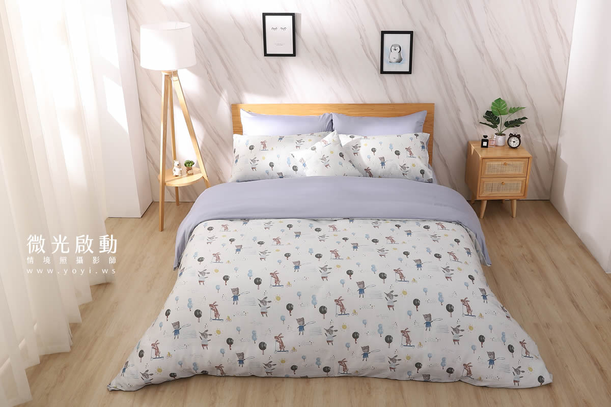 寢具商品攝影｜清新明亮雙人床包組浪漫情境攝影 1