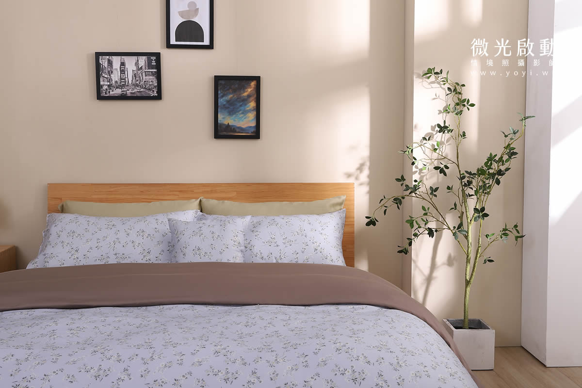 寢具商品攝影｜清新明亮雙人床包組浪漫情境攝影 3