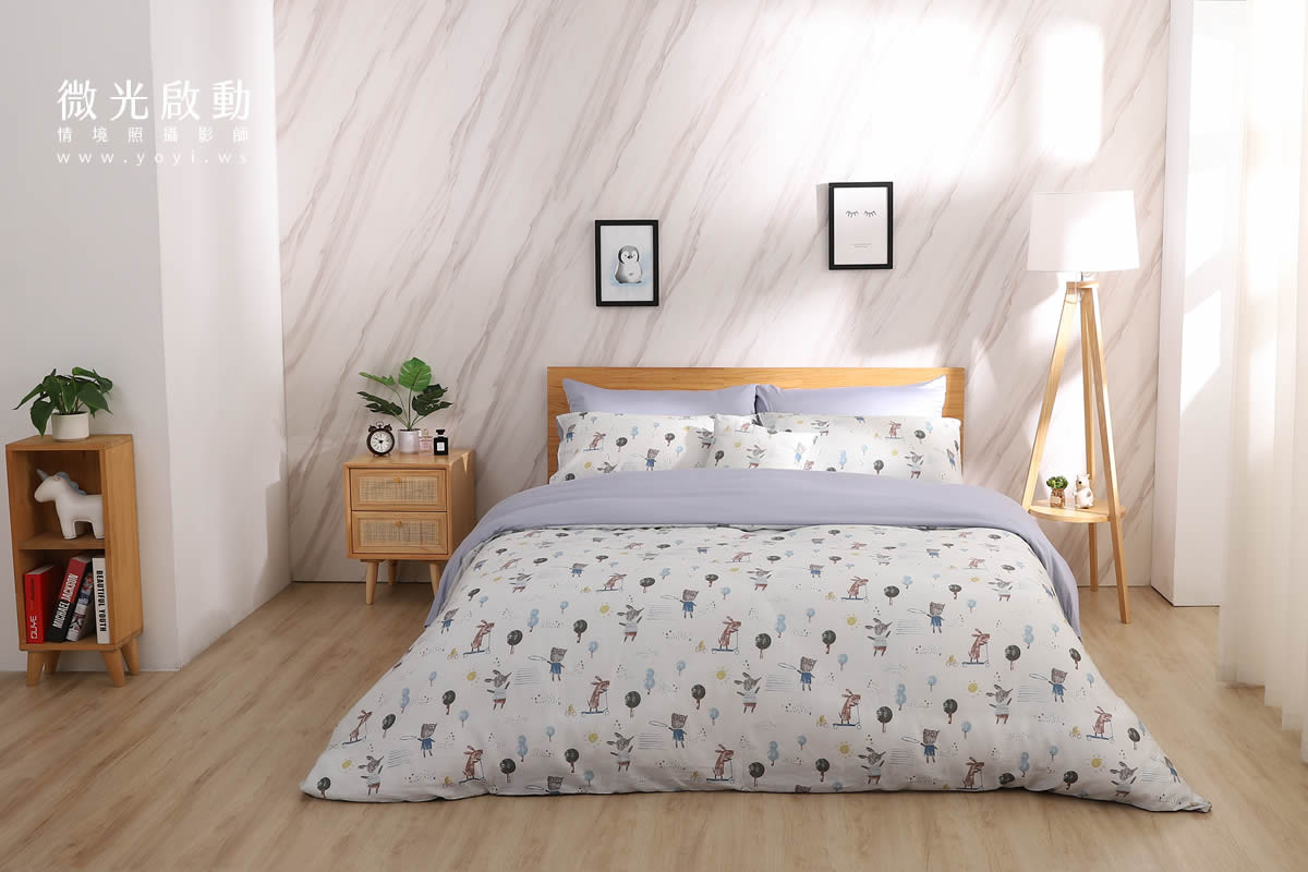 寢具商品攝影｜清新明亮雙人床包組浪漫情境攝影 9