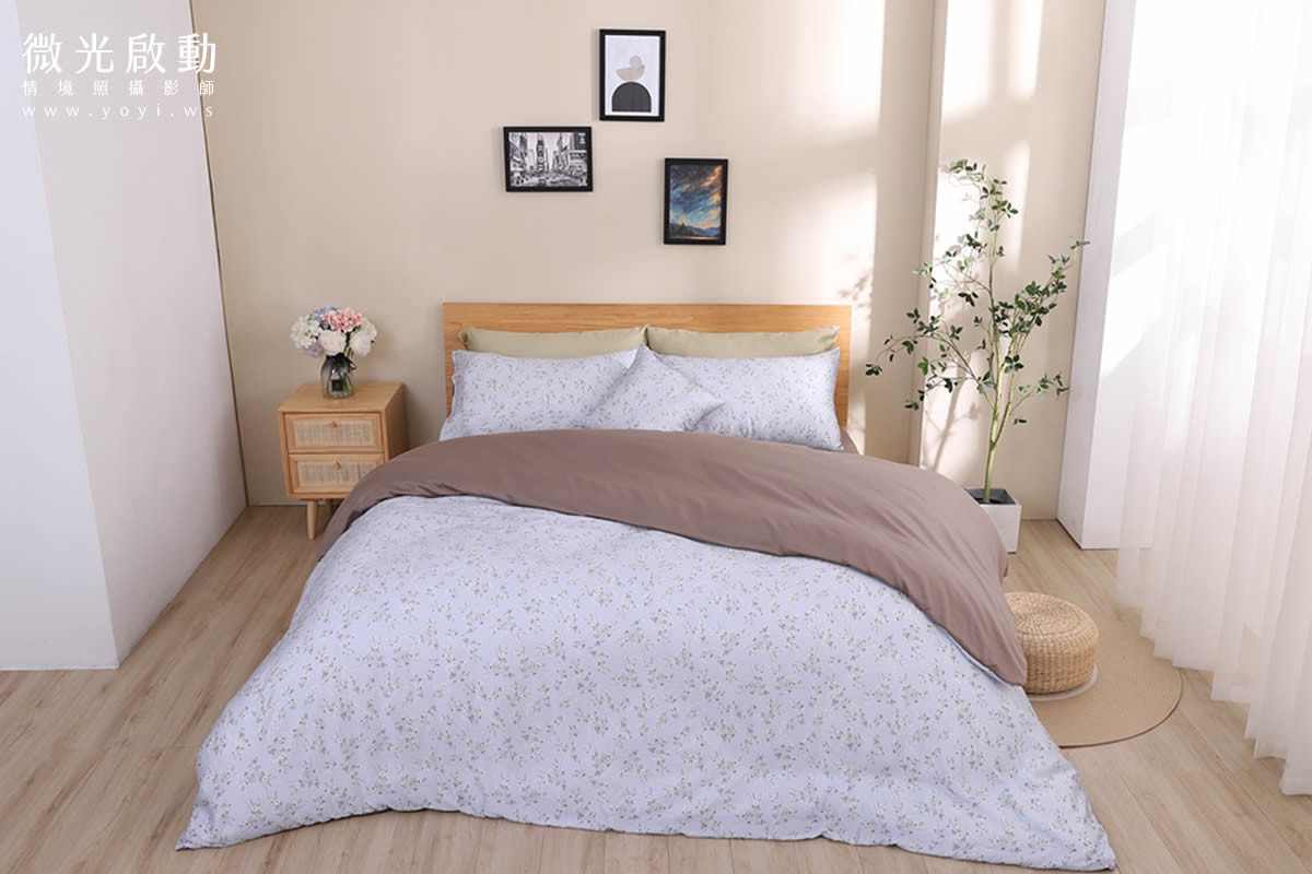 寢具商品攝影｜清新明亮雙人床包組浪漫情境攝影 21