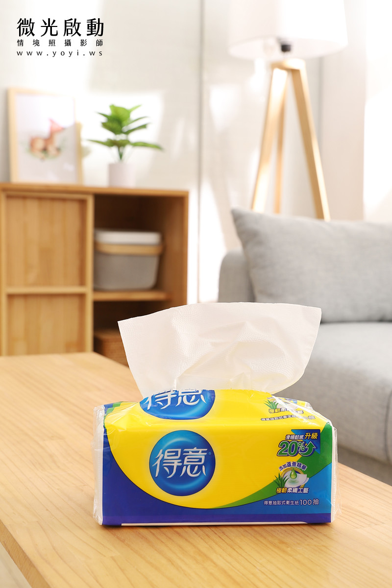 得意衛生紙商品攝影｜居家衛浴空間柔軟抽取式面紙情境攝影 1
