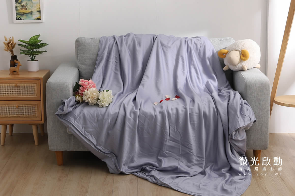 寢具配件攝影｜灰色質感沙發毯保暖情境攝影｜瑞益寢具 65
