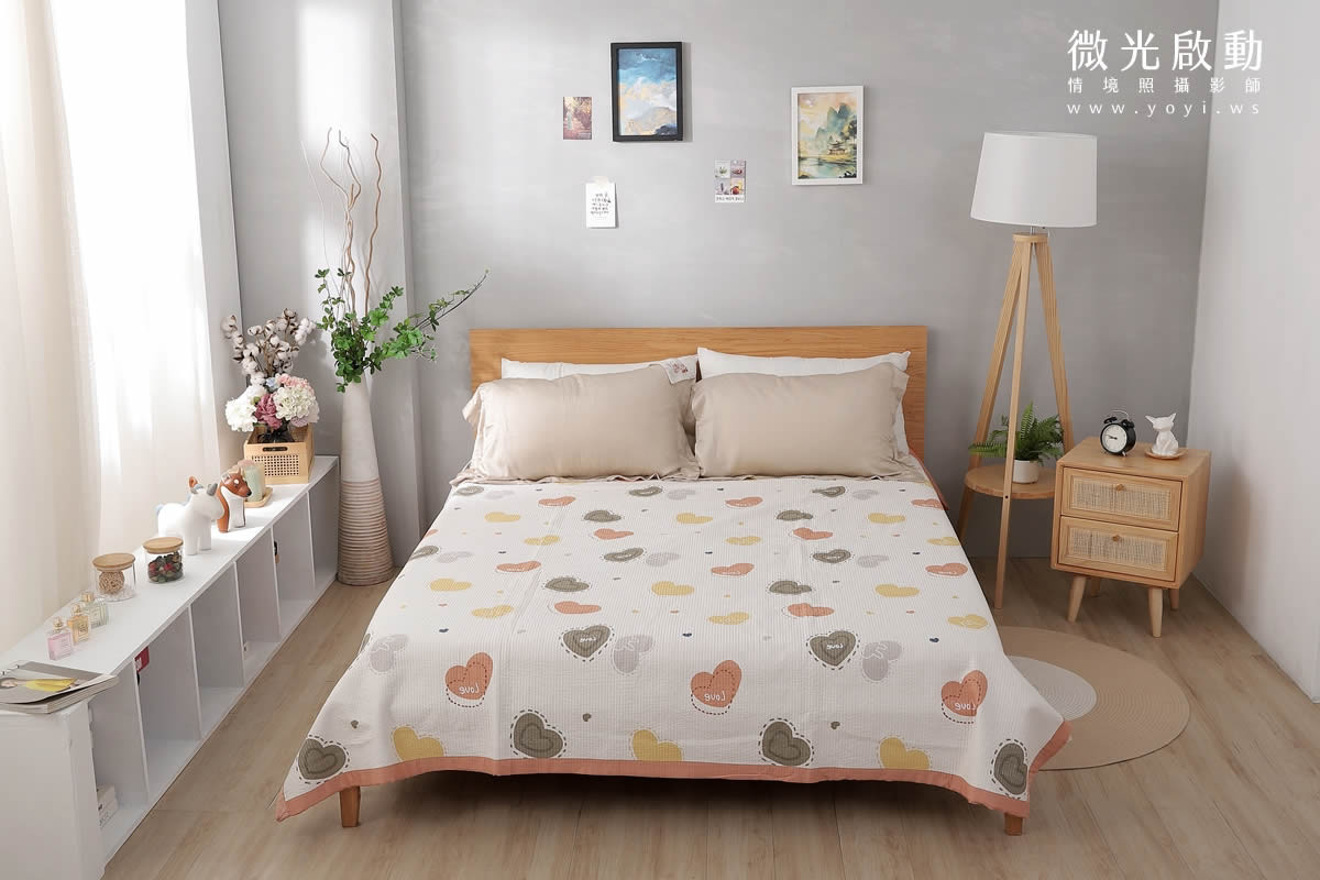寢具商品攝影｜清新白底碎花雙人床包組情境攝影｜傑昱 13