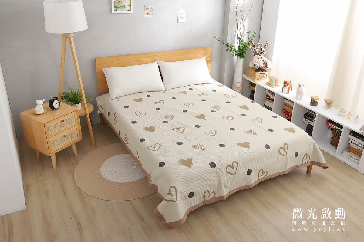 寢具商品攝影｜清新白底碎花雙人床包組情境攝影｜傑昱 109