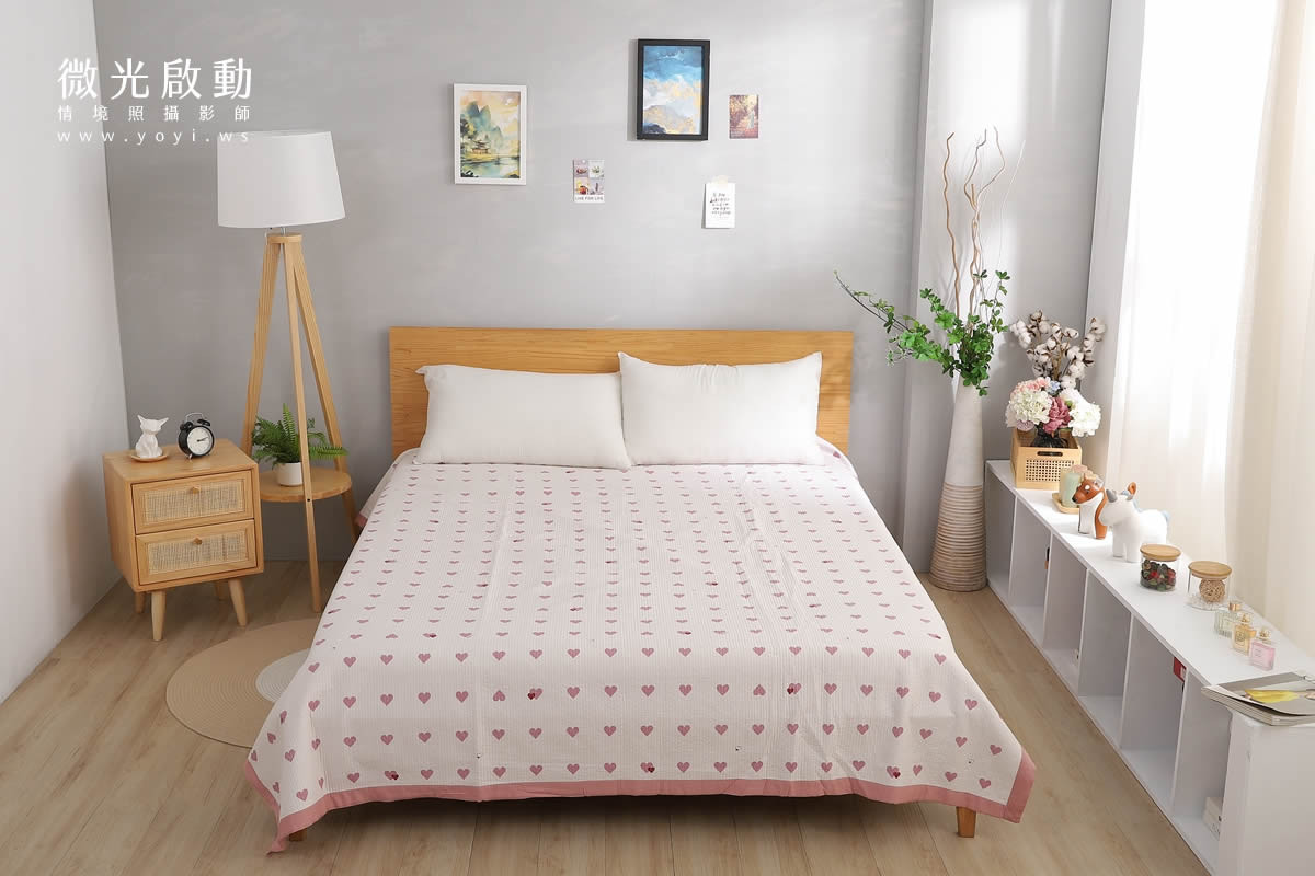 寢具商品攝影｜清新白底碎花雙人床包組情境攝影｜傑昱 113