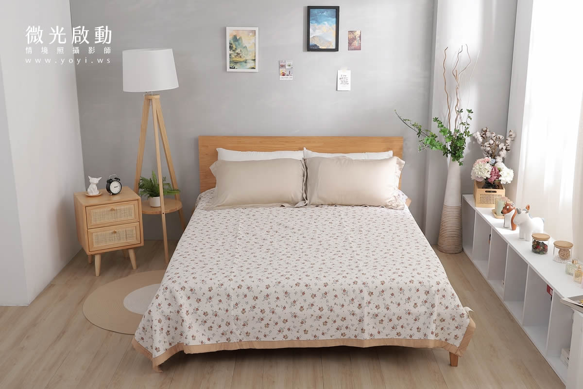 寢具商品攝影｜清新白底碎花雙人床包組情境攝影｜傑昱 121