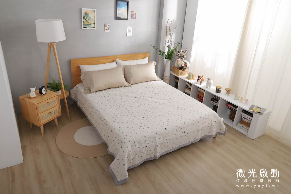 寢具商品攝影｜清新白底碎花雙人床包組情境攝影｜傑昱 125