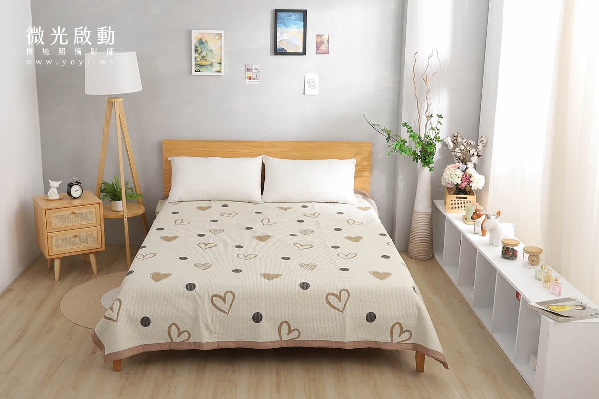 寢具商品攝影｜清新白底碎花雙人床包組情境攝影｜傑昱 133