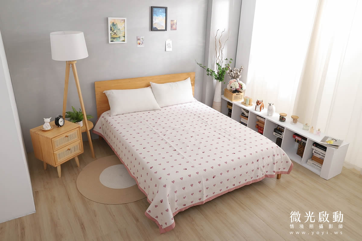 寢具商品攝影｜清新白底碎花雙人床包組情境攝影｜傑昱 135