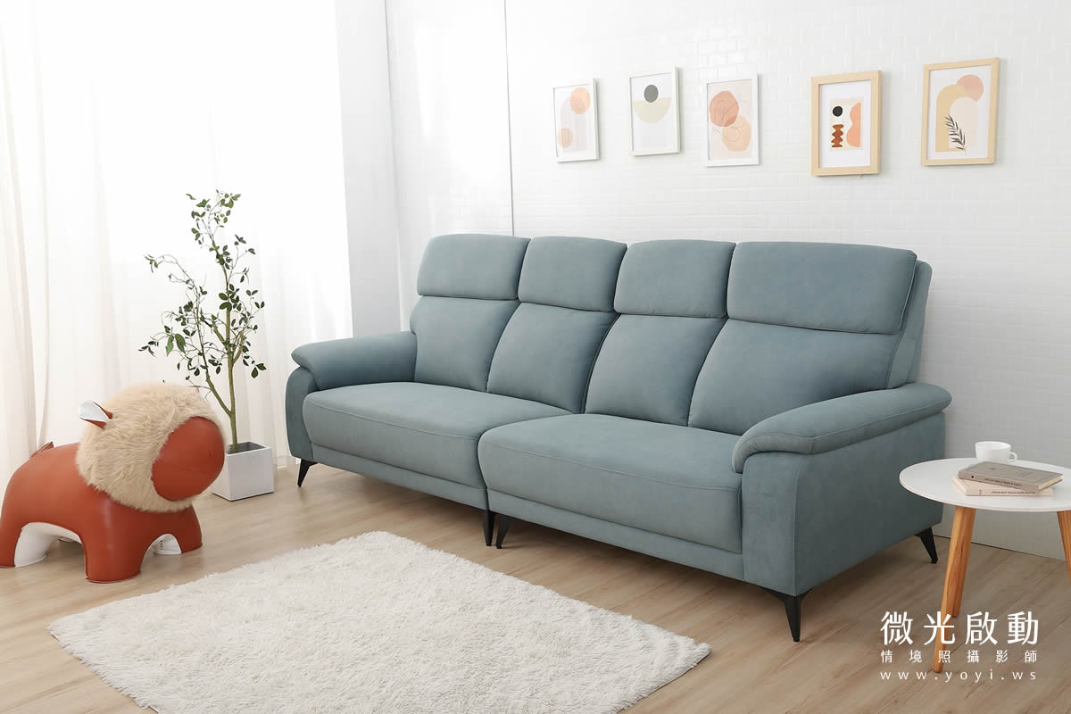 家具商品攝影｜北歐風藍色質感布沙發客廳情境攝影 9