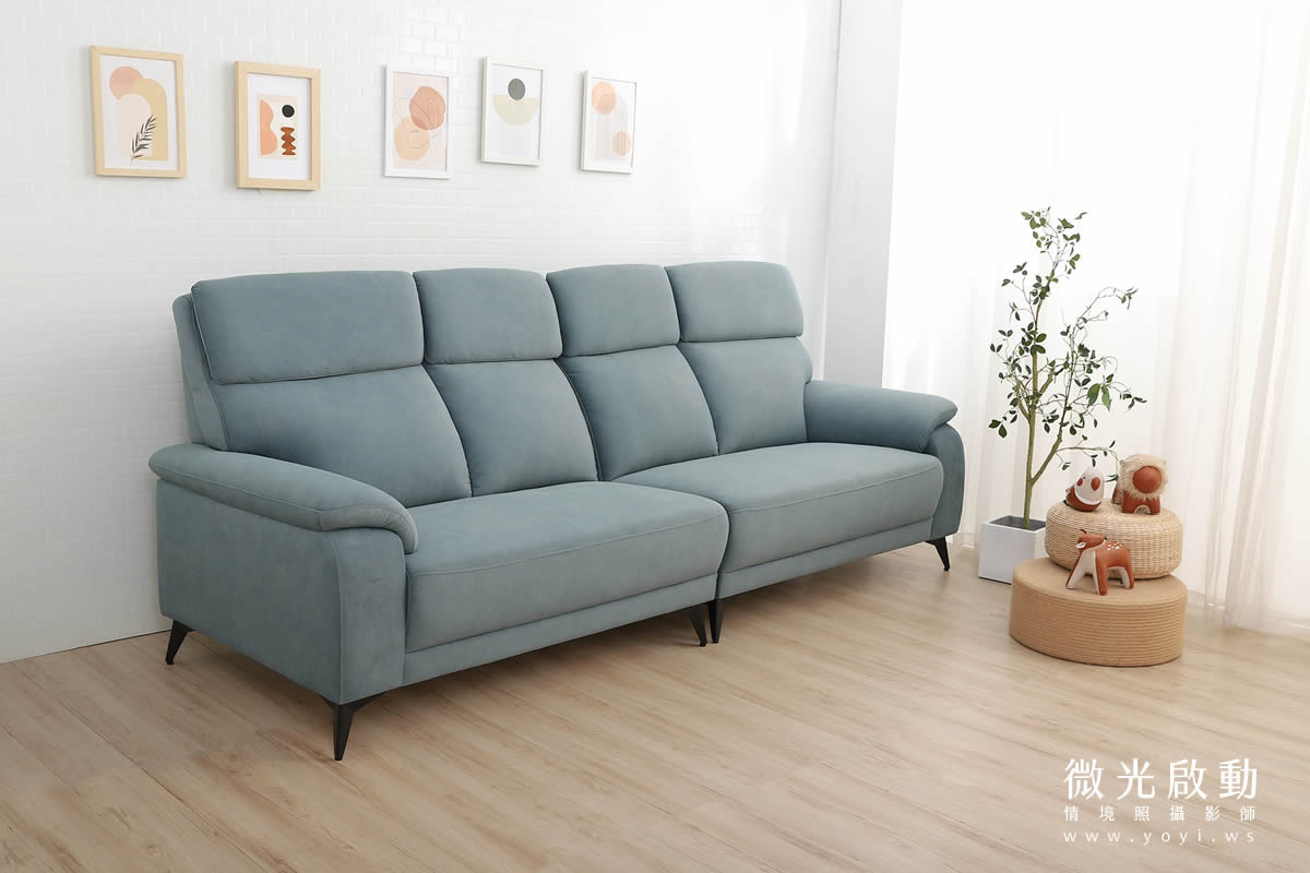 家具商品攝影｜北歐風藍色質感布沙發客廳情境攝影 15