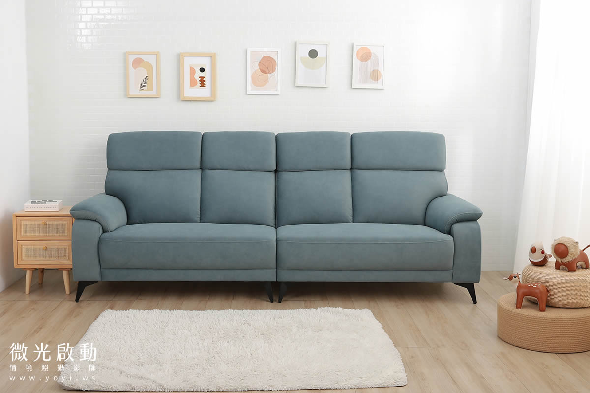 家具商品攝影｜北歐風藍色質感布沙發客廳情境攝影 27