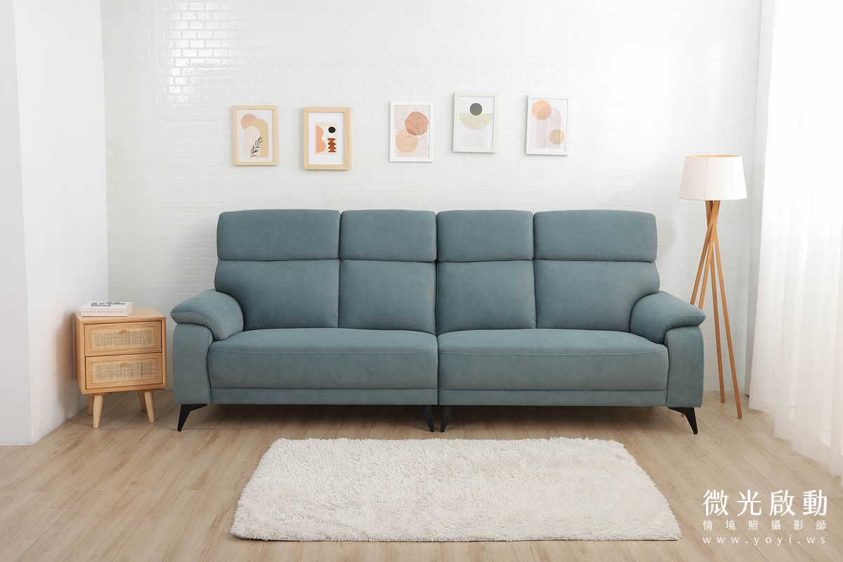 家具商品攝影｜北歐風藍色質感布沙發客廳情境攝影 29