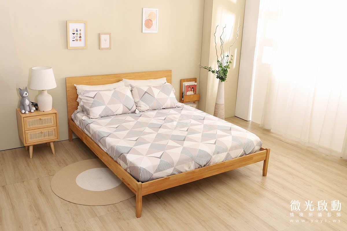 柔軟觸感寢具商品攝影 床罩展示