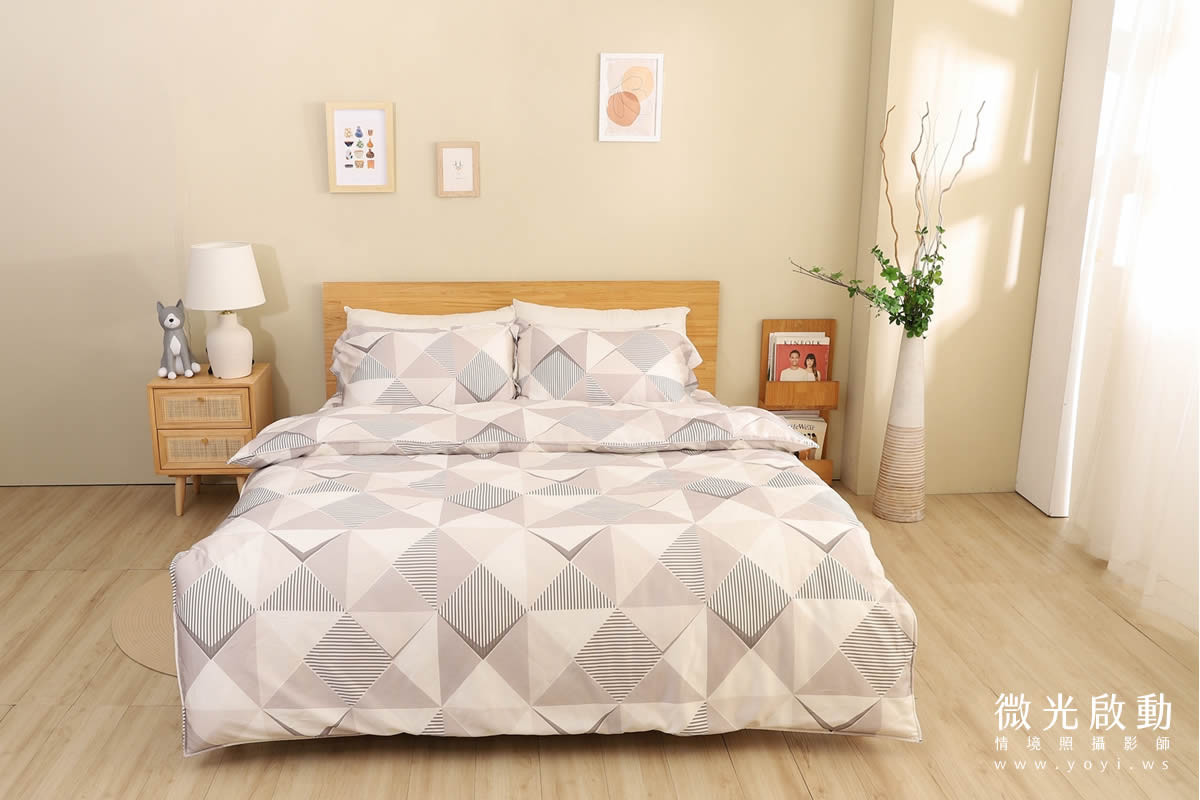 時尚簡潔寢具商品攝影 床組陳列拍攝
