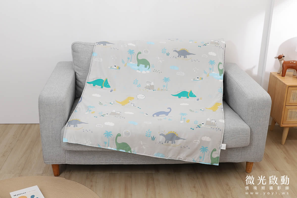 兒童寢具攝影｜藍色童趣圖騰單人床包情境攝影｜蒂澄商行 7