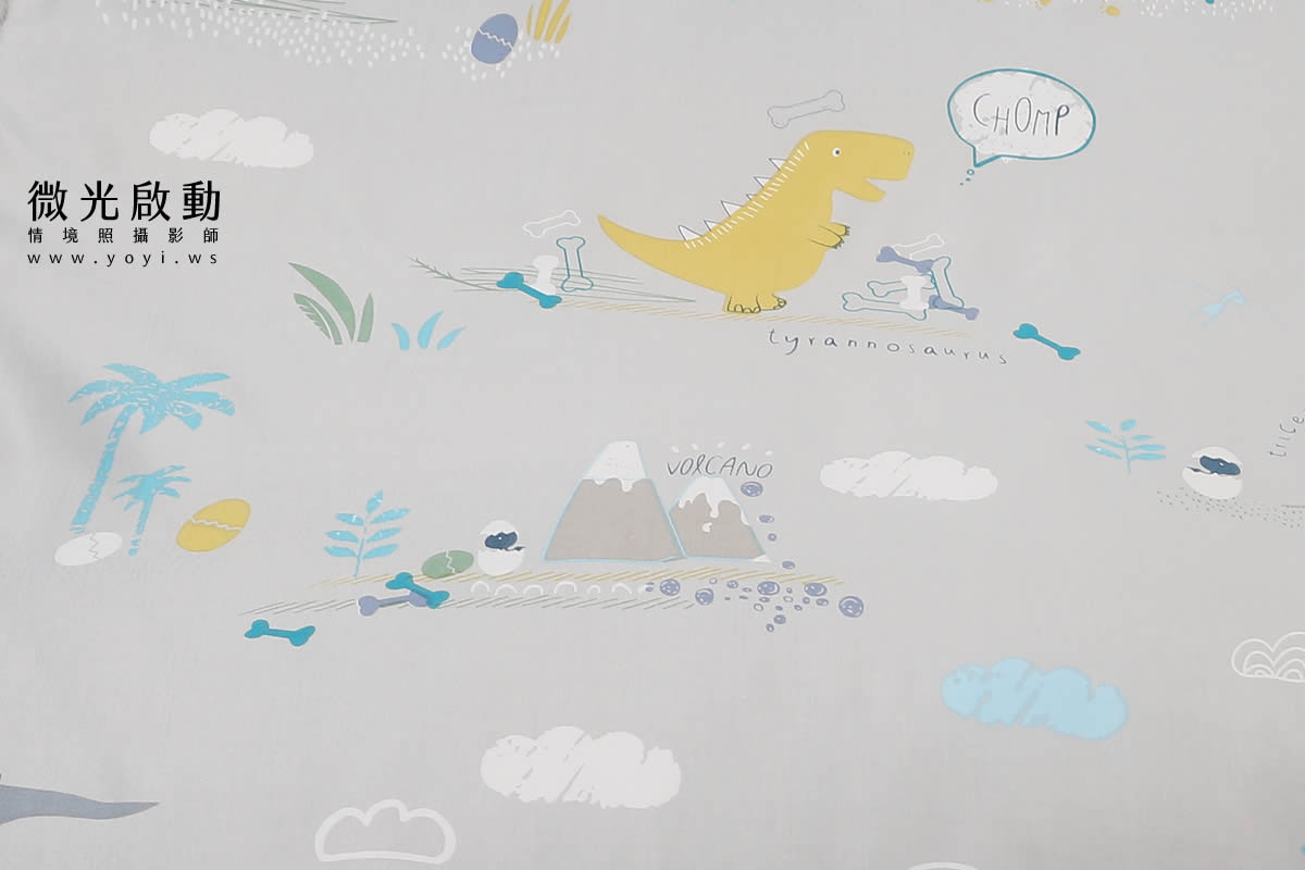 兒童寢具攝影｜藍色童趣圖騰單人床包情境攝影｜蒂澄商行 11
