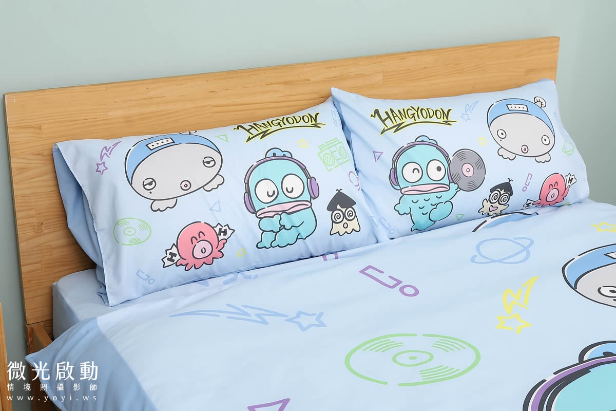 卡通聯名寢具攝影｜人魚漢頓藍色兒童床組情境攝影 7