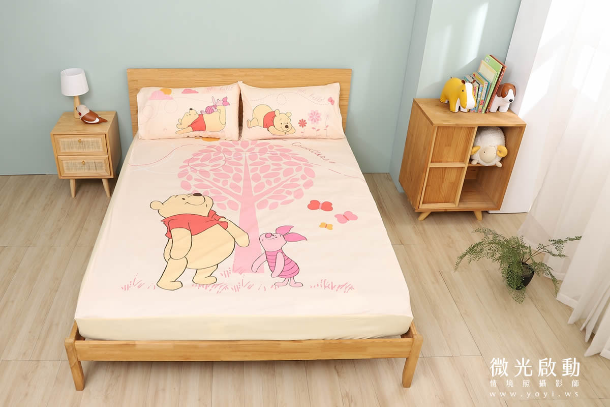 卡通聯名寢具攝影｜人魚漢頓藍色兒童床組情境攝影 13