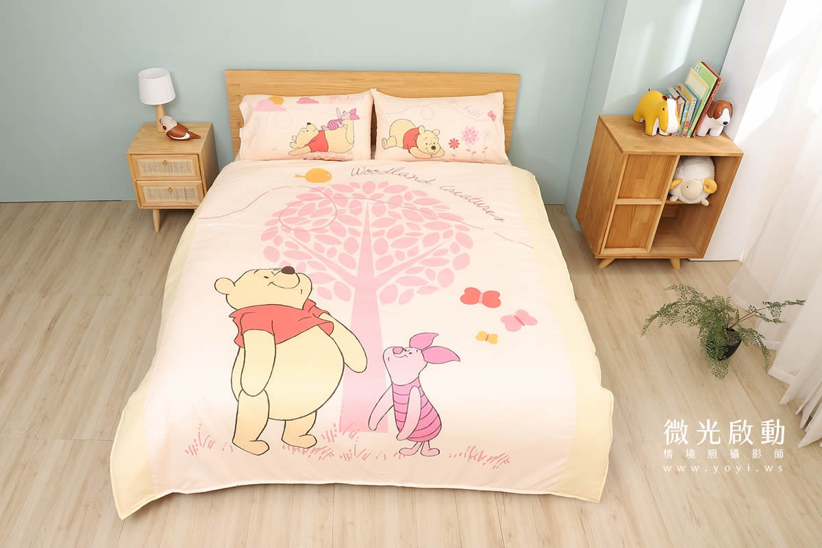 卡通聯名寢具攝影｜人魚漢頓藍色兒童床組情境攝影 19