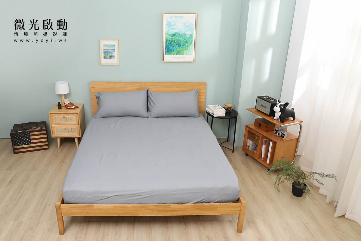 卡通聯名寢具攝影｜人魚漢頓藍色兒童床組情境攝影 21