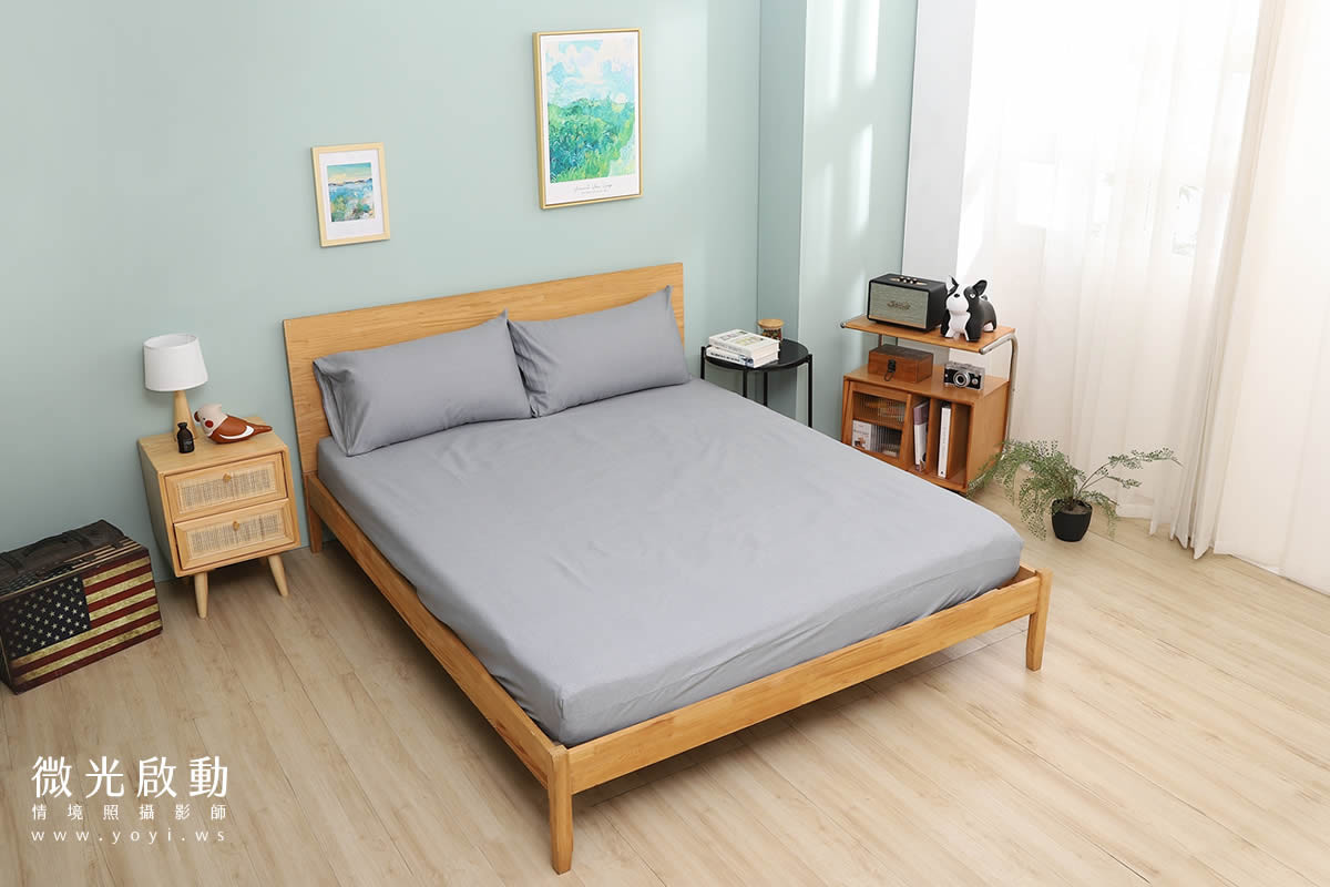 卡通聯名寢具攝影｜人魚漢頓藍色兒童床組情境攝影 23