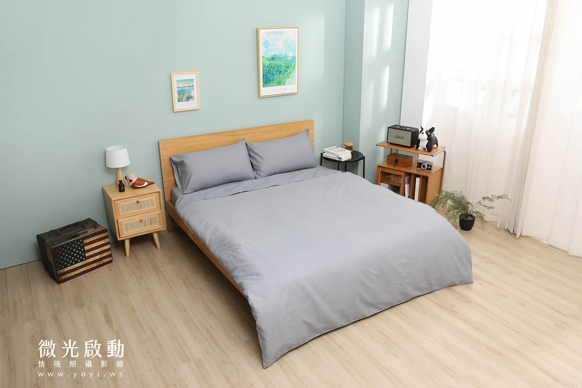 卡通聯名寢具攝影｜人魚漢頓藍色兒童床組情境攝影 27