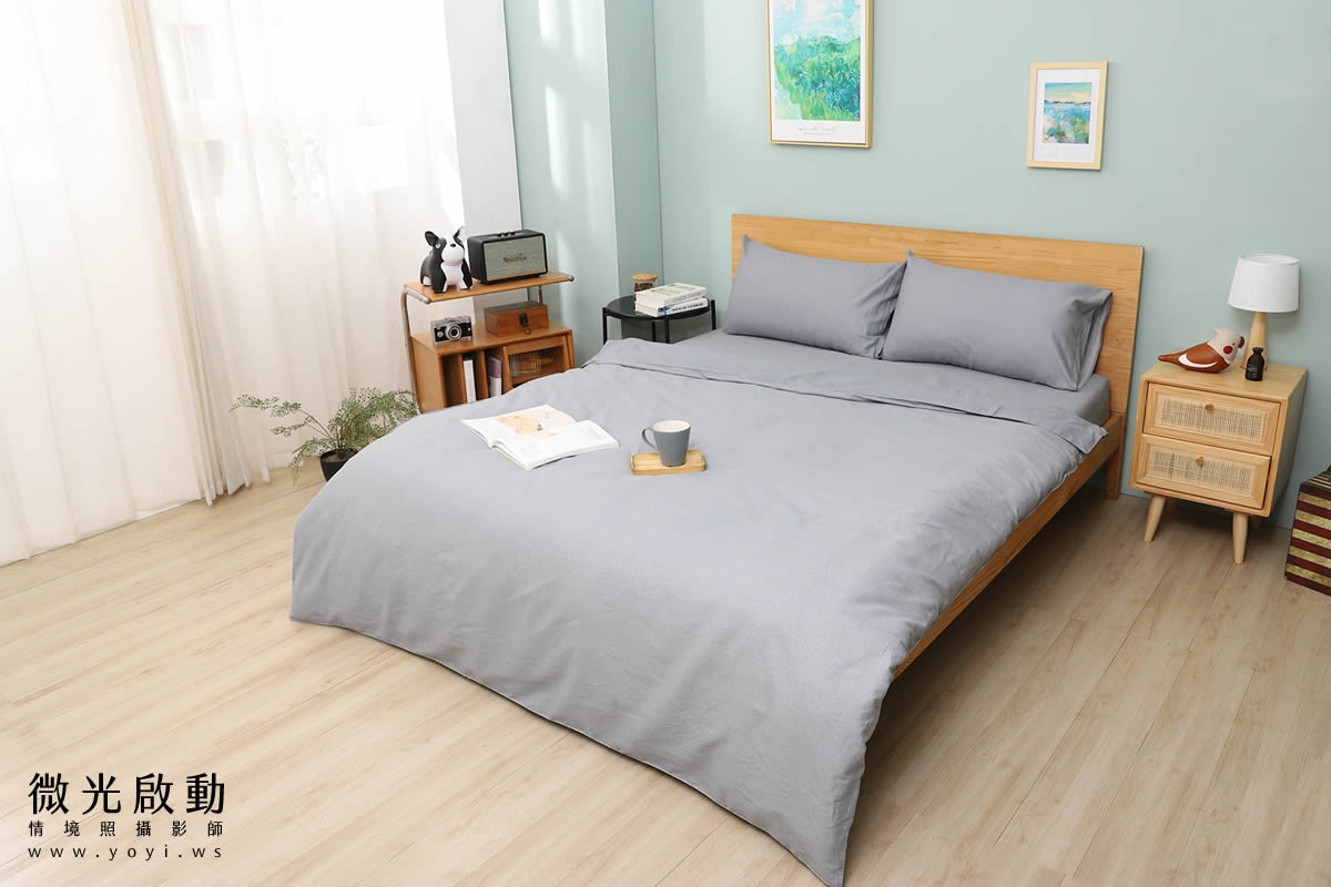 卡通聯名寢具攝影｜人魚漢頓藍色兒童床組情境攝影 31