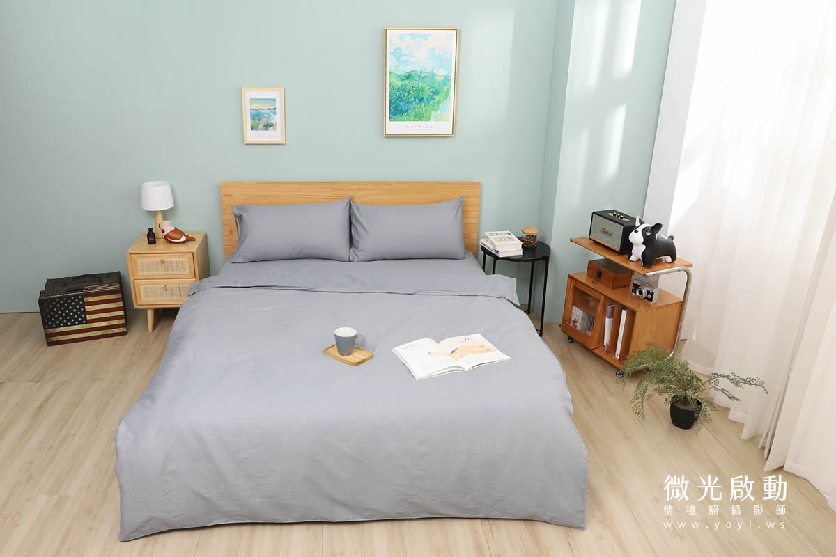 卡通聯名寢具攝影｜人魚漢頓藍色兒童床組情境攝影 33