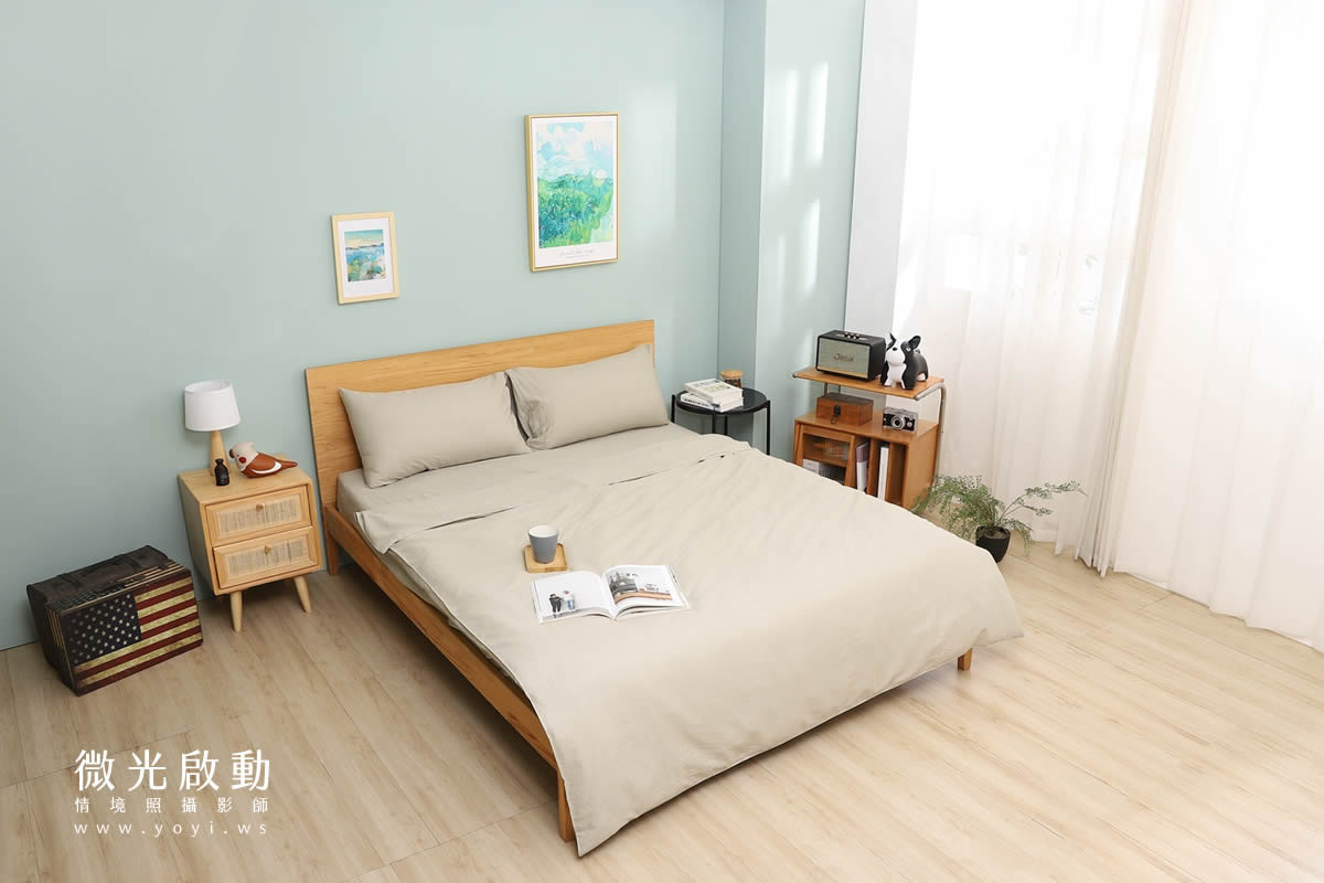 卡通聯名寢具攝影｜人魚漢頓藍色兒童床組情境攝影 49