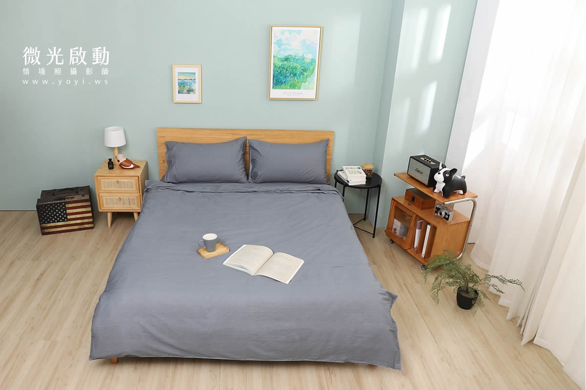 卡通聯名寢具攝影｜人魚漢頓藍色兒童床組情境攝影 61