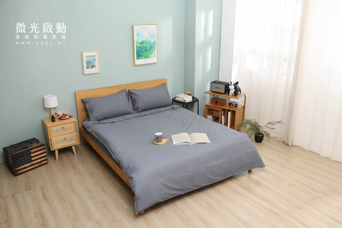 卡通聯名寢具攝影｜人魚漢頓藍色兒童床組情境攝影 67