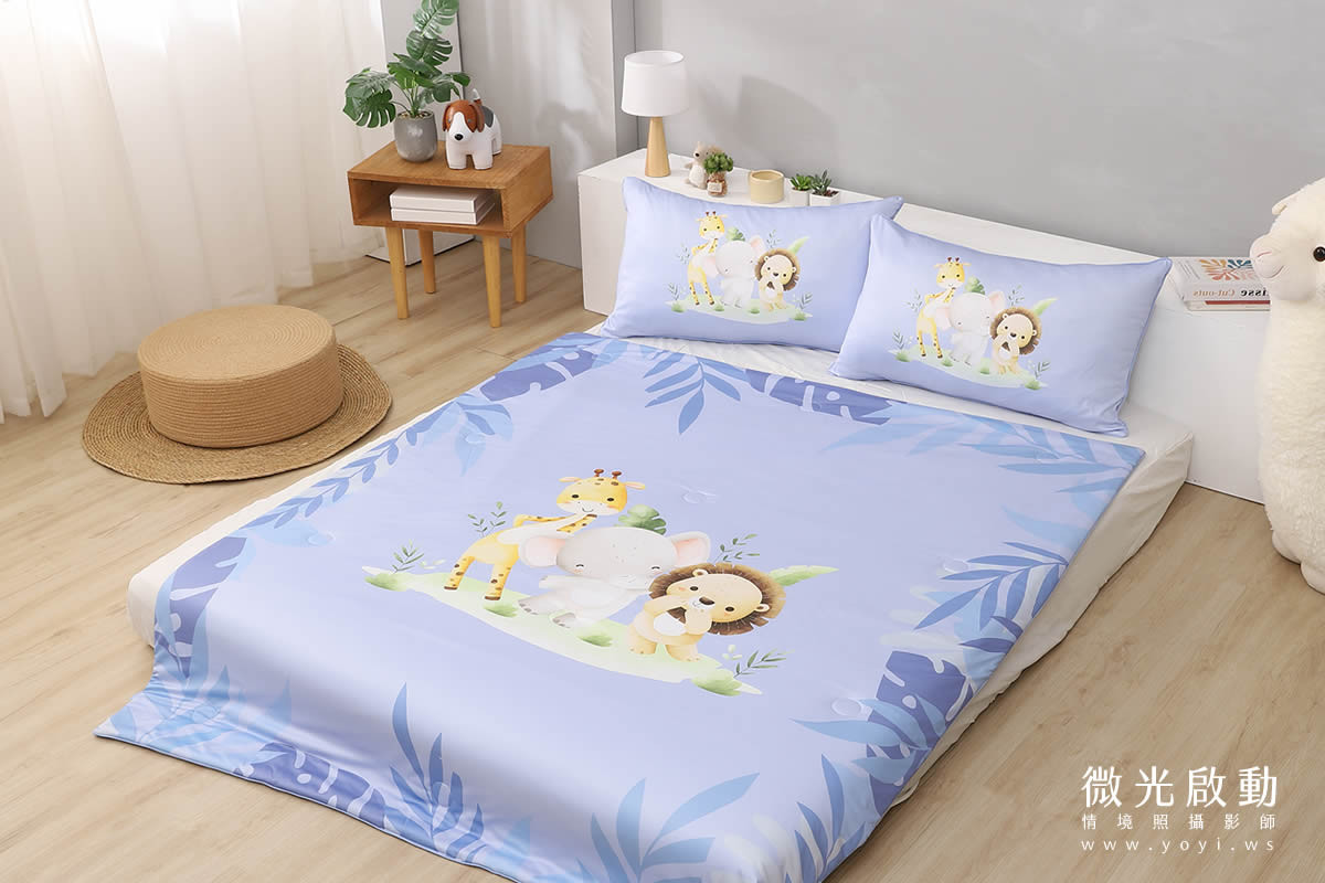 以森林主題設計的兒童寢具