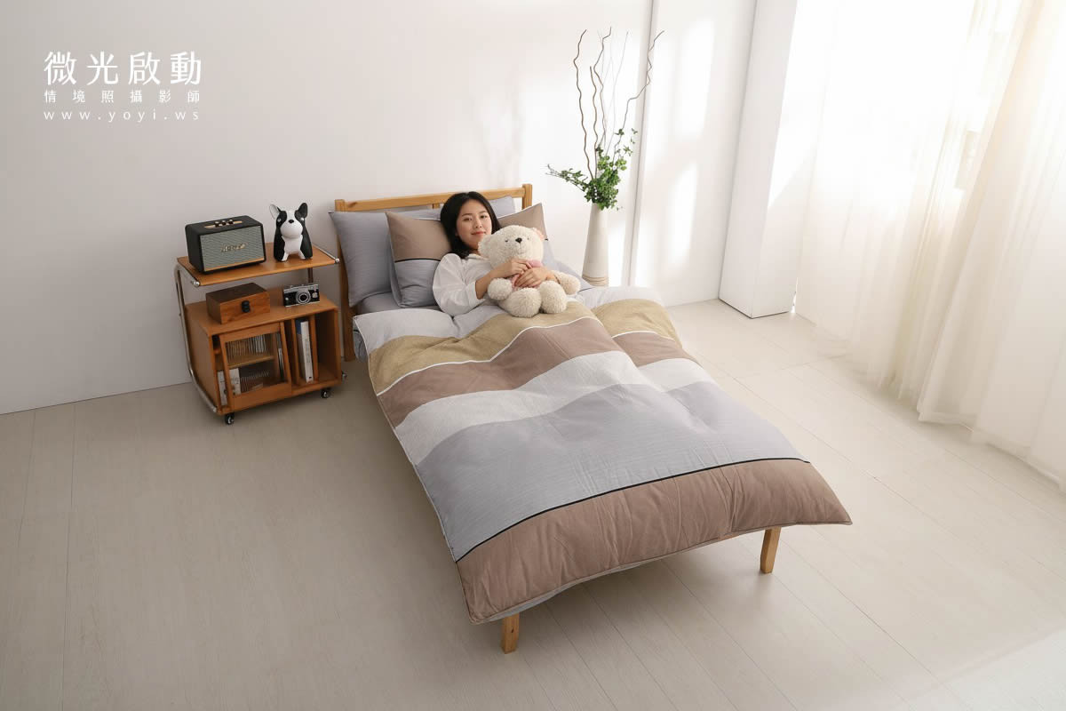 攝影作品，床上用品的細節構圖與擺設